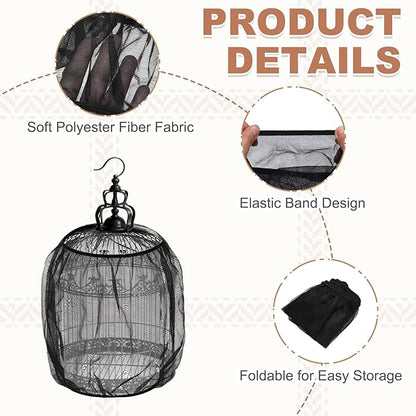 Bird Cage Seed Catcher, Bird Cage Net Cover Seeds Guard, Universal Birdcage Accessories, Black, Circumference 43.3"-59.1", Height 15.7" for Parrot Cockatiel Enclosures