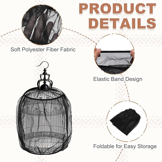 Bird Cage Seed Catcher, Bird Cage Net Cover Seeds Guard, Universal Birdcage Accessories, Black, Circumference 59.1"-70.9", Height 21.7" for Parrot Cockatiel Enclosures