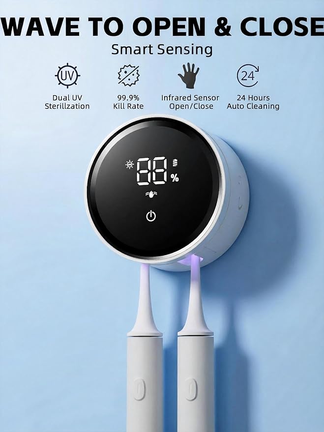 Toothbrush Holders for Bathroom, WONICO Toothbrush Sanitizer Holder, Tooth