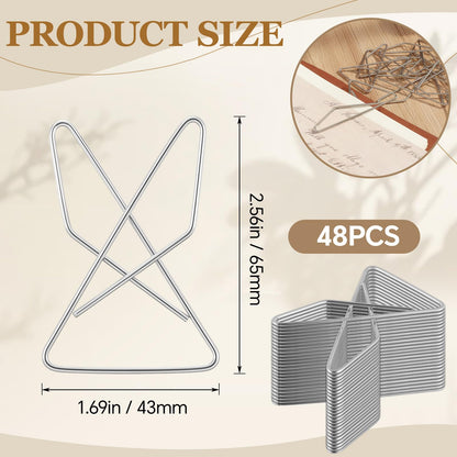 Tosstuki 48 Pcs Ideal Paper Clamps Butterfly Clips Large Mental Butterfly Wire 2.56 x 1.69 Inch No. 1 Size Silver Durable Metal Clips for Crafting Sewing Paper Fabric DIY Project Holders