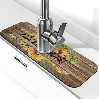 Sunflower On Board Rustic Yellow Summer Fall Live Laugh Love Kitchen Sink