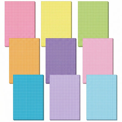 Jecery 9 Pack 4 x 6 Inch Grid Sticky Notes Self Adhesive Memo Pad Cute Graph Paper Self Stick Note Pads with Grid Lines for Gifts Office Supplies, 270 Sheets(Bright Color)