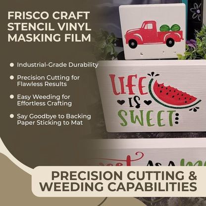 Frisco Craft Stencil Vinyl Masking Film - Compatible Stencil Vinyl for Cricut Machine, Silhouette, Cameo - Blue Removable Sheet - Easy to use, No Residue, Multi-Purpose (12” x 30ft)