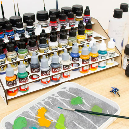 Hartem - Paint Organizer and Storage | Painting Holder Stand for Model Paints & Brushes | Acrylic Paint Rack for Miniature Painting | 52 Bottles (0.61 fl oz) + 8 Bottles (1.18/2.03 fl oz) + 22 Brushes