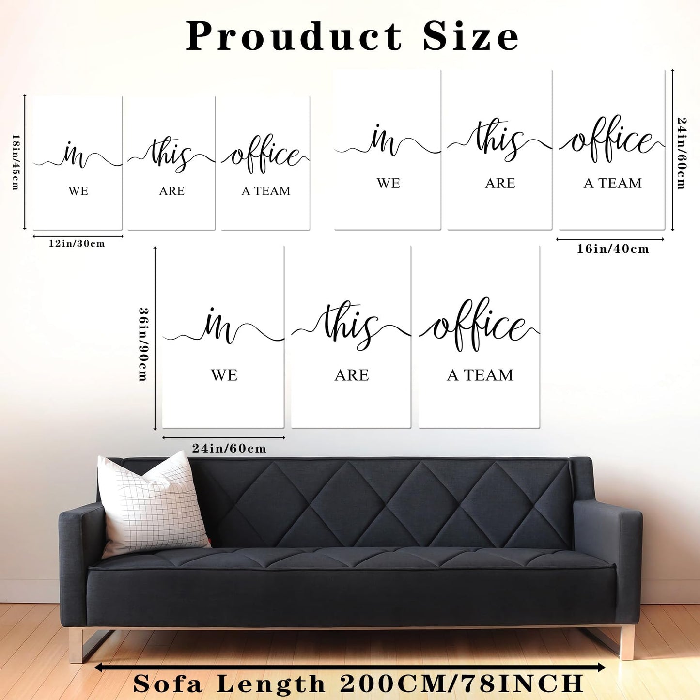 Hunanies In This Office We Are a Team Canvas Wall Art, Set of 3 Canvas Print, Inspirational Wall Decor For Office, Motivational Wall Art, Office Wall Decor (16" x 24" x 3 pcs)