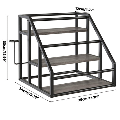 Vantimo Coffee Syrup Rack Organizer, 3 Tier Countertop Storage Shelves, Kitchen Storage, 12 Syrup Bottle Stand Holder for Wine, Liquor, Kitchen Coffee Station Organizer Rack, 13.8"x13.4"x13.0", Grey