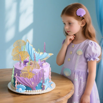 Under the Sea Cake Topper Mermaid Cake Decorations Ocean Mermaid Theme Baby Shower Little Seashell Cake Toppers Birthday Bridal Shower Wedding Party Supplies