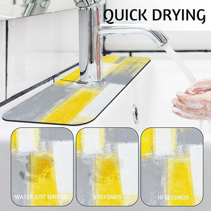 MCALK Yellow Kitchen Sink Faucet Mat Splash Guard, Absorbent Quick-Dry Kitchen