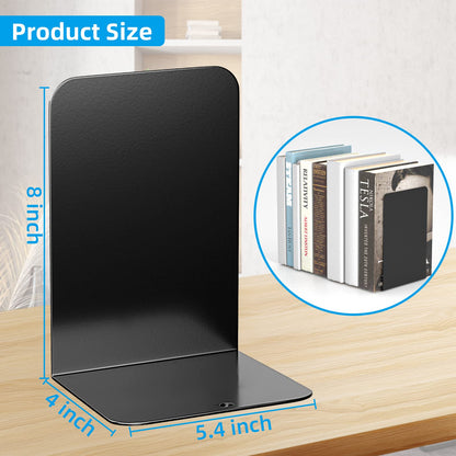VFINE Bookends 3 Pairs, Black Metal Book Ends, Heavy Bookends for Shelves, Book Stopper for Heavy Books, Book Organizer for Home Office School Supplies