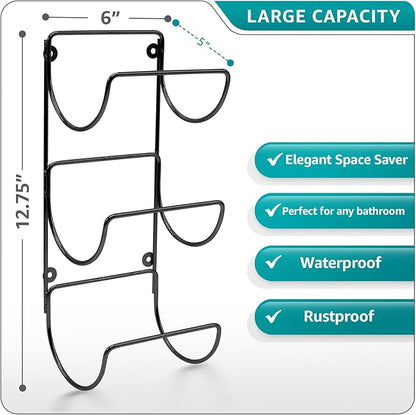 Sorbus Towel Holder for Bathroom Wall - 6 Level Wall Mounted Towel Rack Shelves for Rolled Bath Towels, Washcloths, Linens - Black Hanging Towel Racks for Bathroom, Spa, Salon, Towel Storage Organizer