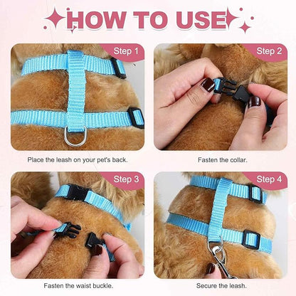 Rabbit Harness and Leash, Escape Proof Bunny Cat Leash Small Animal Harness Soft Adjustable Buckle(2Pcs, Grass Green/Sapphire) for Bunny Kitten Cats Puppies Walking Hiking