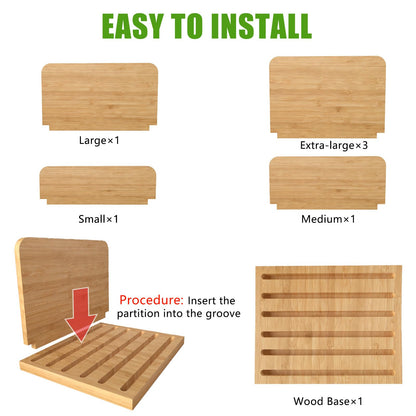 Deefielly Desk File Mail Organizer Countertop, 5 Slots Bamboo Folder Sorter Holder for Letter, Envelope, Paper, Bill Filing, Desktop Tray Organizer for Office & Home