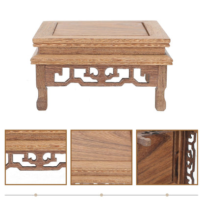 Beavorty Wooden Flower Pot Base 5.51In Rustic Plant Stand Holder for Indoor Outdoor Garden Display Pedestal