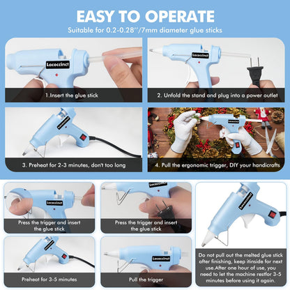 Hot Glue Gun Kit with 70 Glue Sticks and Anti-Scalding Nozzles, 8 Pack Fast Preheating Mini Hot Melt Gun Set for Crafts, DIY Arts, Class Projects, School, Home Repairs - Multicolors