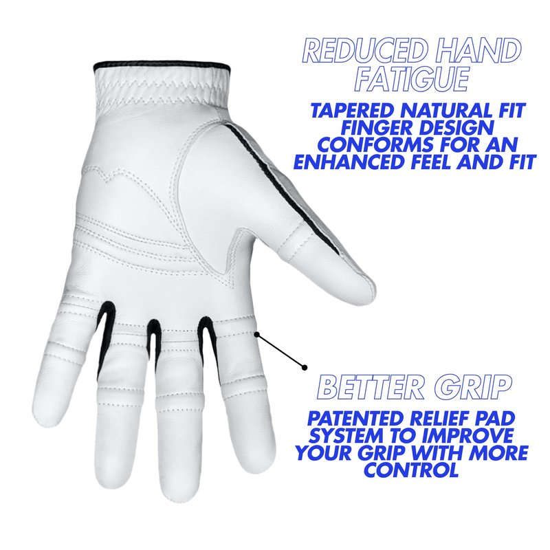Bionic Men's StableGrip with NaturalFit 2.0 Golf Glove with Dual Expansion Thumb for Best Fit - Premium Cabretta Leather… (White, XXX-Large, Right)