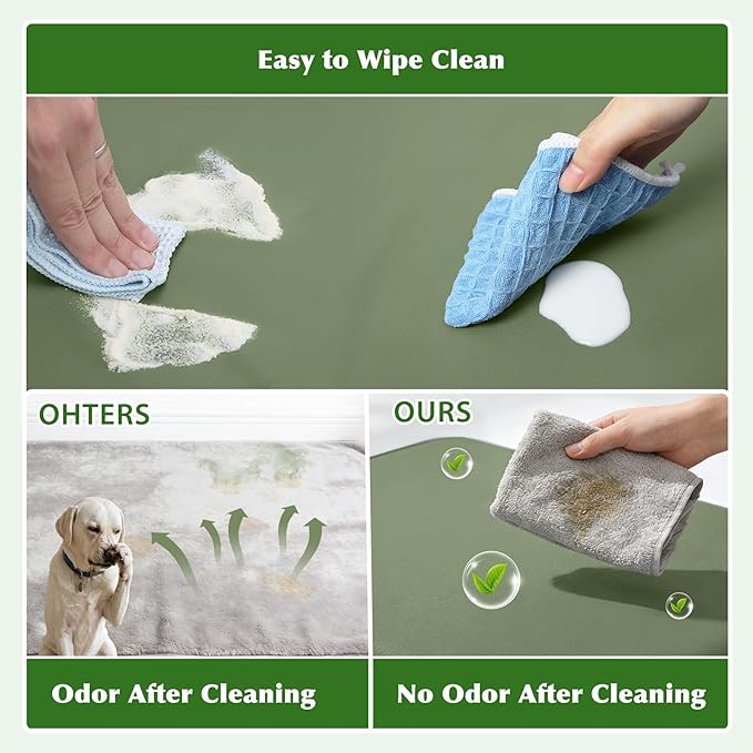 Vonabem Outdoor Dog Bed Waterproof Washable, XL Large Dogs Crate Pad 42 inch, Cooling Wipeable Leather Pet beds, Foam Anti-Slip Kennel Pads with Removable Cover Reversible, 41"x27" Green