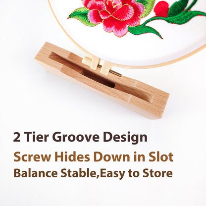 Embroidery Hoop Stand Base 3Pack Embroidery Stand 2 Tier Groove Design Embroidery Display Stand Base ，Embroidery Hoop Display Cross Stitch Kits (Suitable 4-6.7IN Frame)