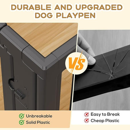 Dog Playpen, Clear Dog Pen, Dog Pen Indoor, Easy to Install and Remove Dog Play Pen, Puppy Playpen Suitable for Dogs, Cats,Dog Playpen Indoor (Black, 23.6 inch Height, 12 Panels)
