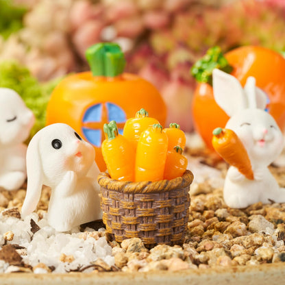 Nashibowu 24Pcs Mini Rabbits Fairy Garden Accessories DIY Kit, Miniature Garden Set with Mini Resin Animals, Tiny Bunnies, Squirrels, Mushroom Figurines, for Terrarium Micro-Landscaping Decorations
