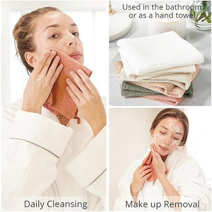 Konssy 7-Pack Soft Cotton Face Wash Cloths, Reusable Absorbent Washcloths