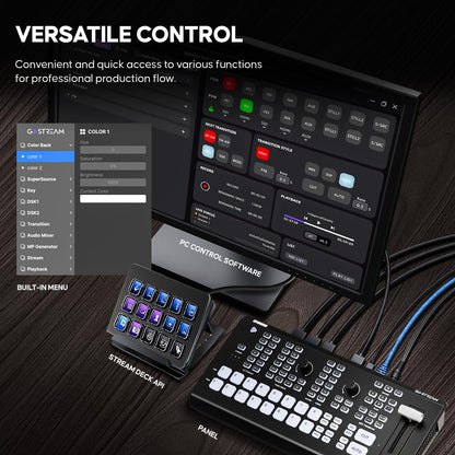 Osee GoStream Duet 8 ISO, 8 Channels Video Switcher with 4 4K-HDMI, 4 SDI, and 4 NDI HX/ 4 SRT/ 4 RTMP/ 2 Webcam. 2 XLR Audio, 8 Layouts, Isolated Recording, Podcast Unit for YouTube, Facebook