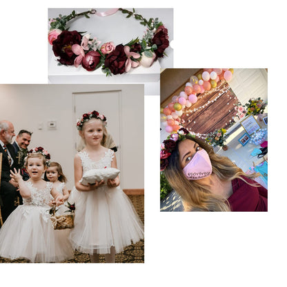 Vividsun Bridal Green Leaf flower Crown Eucalyptus Floral Headband Wedding Festivals Photo Props (Burgundy)