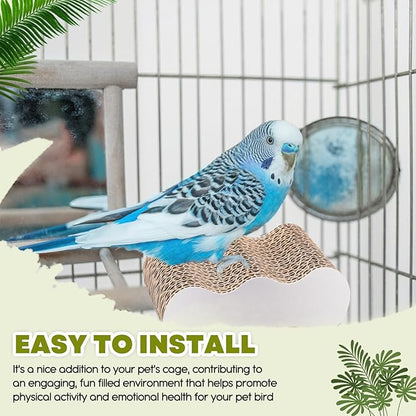 CroBlissful 2-Piece Bird Platforms for Macaws, Small Parakeets, Conures, Budgies; Brown Corrugated Paper; Bird Perch, Chew Toy, & Playground