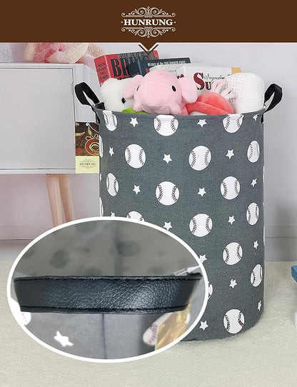 HUNRUNG Laundry Hamper, Large Canvas Fabric Lightweight Storage Basket Toy