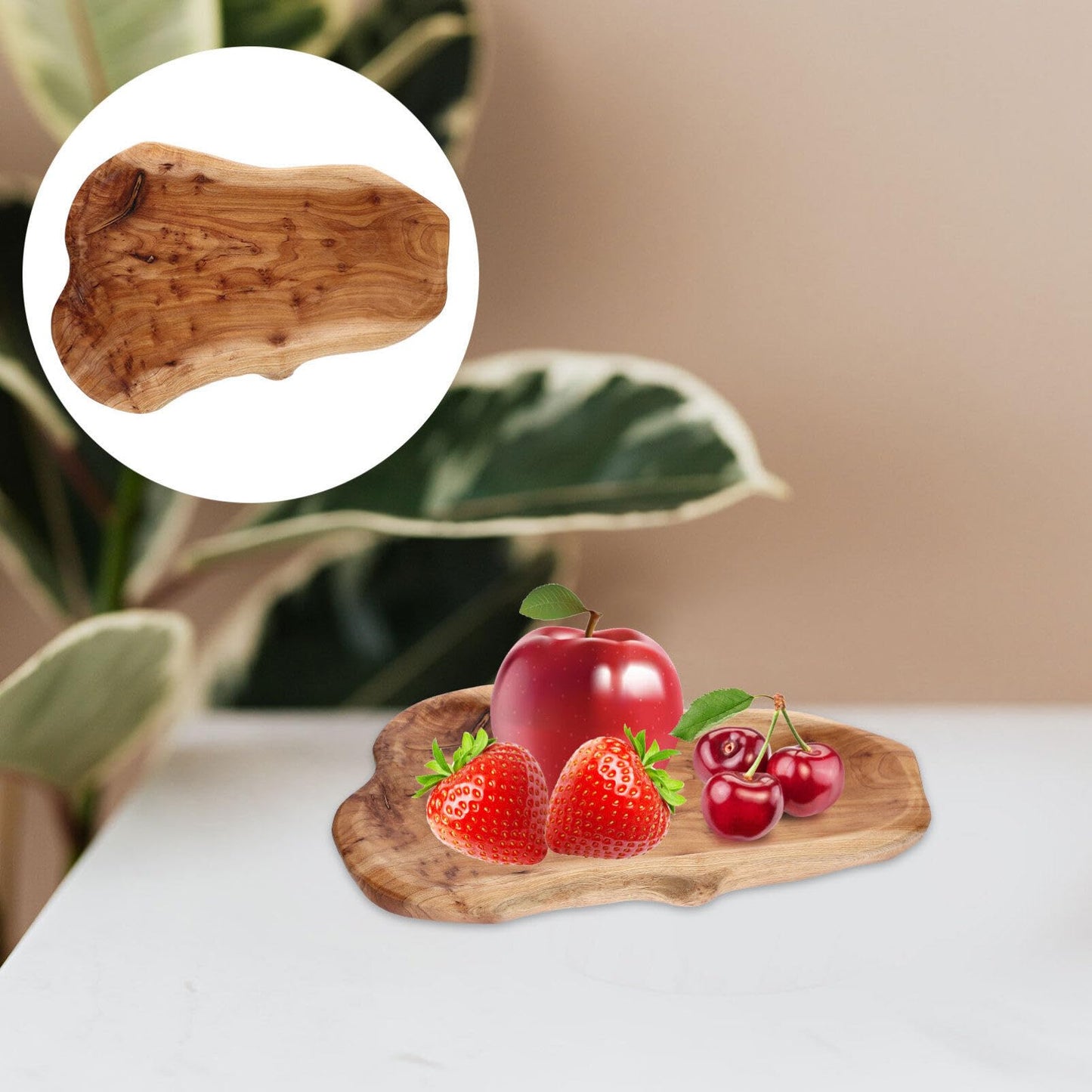 UPKOCH Bamboo Serving Tray 11.41X6.49 Inch Irregular Root Carving Wooden Fruit Bowl Multi-Functional Kitchen Platter for Snacks Salad and Entertaining
