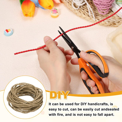 M METERXITY Round Braided Leather Cord, 10 Yards 4mm Four-Strand Faux Beading String Rope Bolo Tie 10 Meters Long for Jewelry Making/DIY Crafts, String Macrame Bracelet Thread [Beige]