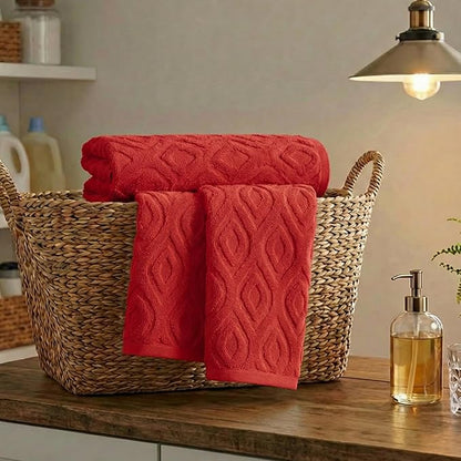 Artoid Mode 1 Pc Red 3D Diamond Grid Jacquard Hand Towels