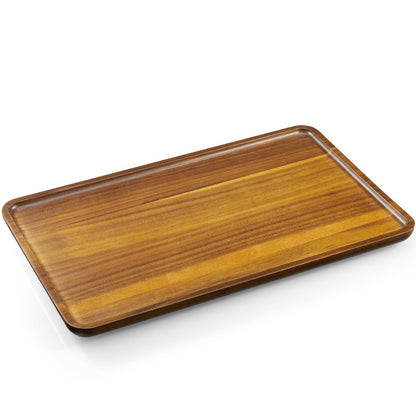 16 Inch Acacia Wood Serving Tray, Rectangular Wooden Decorative Tray for Food, Appetizers, Snacks, Desserts, Coffee Table, Bathroom, Entryway, Vanity, Home Decor Organizer
