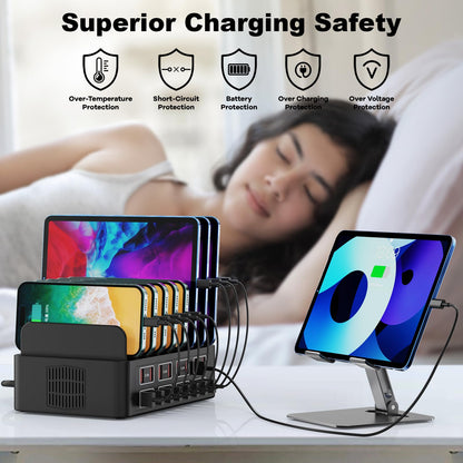 Charging Station for Multiple Devices,Cinlinso 150W/35A 16 Port USB Charging Station,Multi Device Fast Charger Organizer Compatible with iPad,Tablet,Kindle Cell Phone and Other Electronic