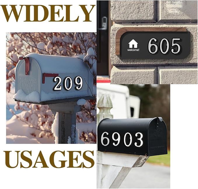 opasyo 30 Pieces Mailbox Numbers for Outside 2 inch 0-9 Self-Adhesive Mail Box Numbers,3D Gold House Numbers for Mailbox, Apartment, House, Trash Bins,Office Hotel Room (Silver, 2inch)