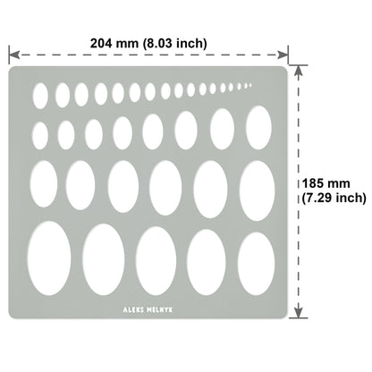 Aleks Melnyk No.210 Metal Ellipse Template, Stencil, Geometric Template, Ellipse Master, Art Oval Tool, Isometric Drawing, Lapidary, Cabochons, Geometric Ruler, Jewelry Oval