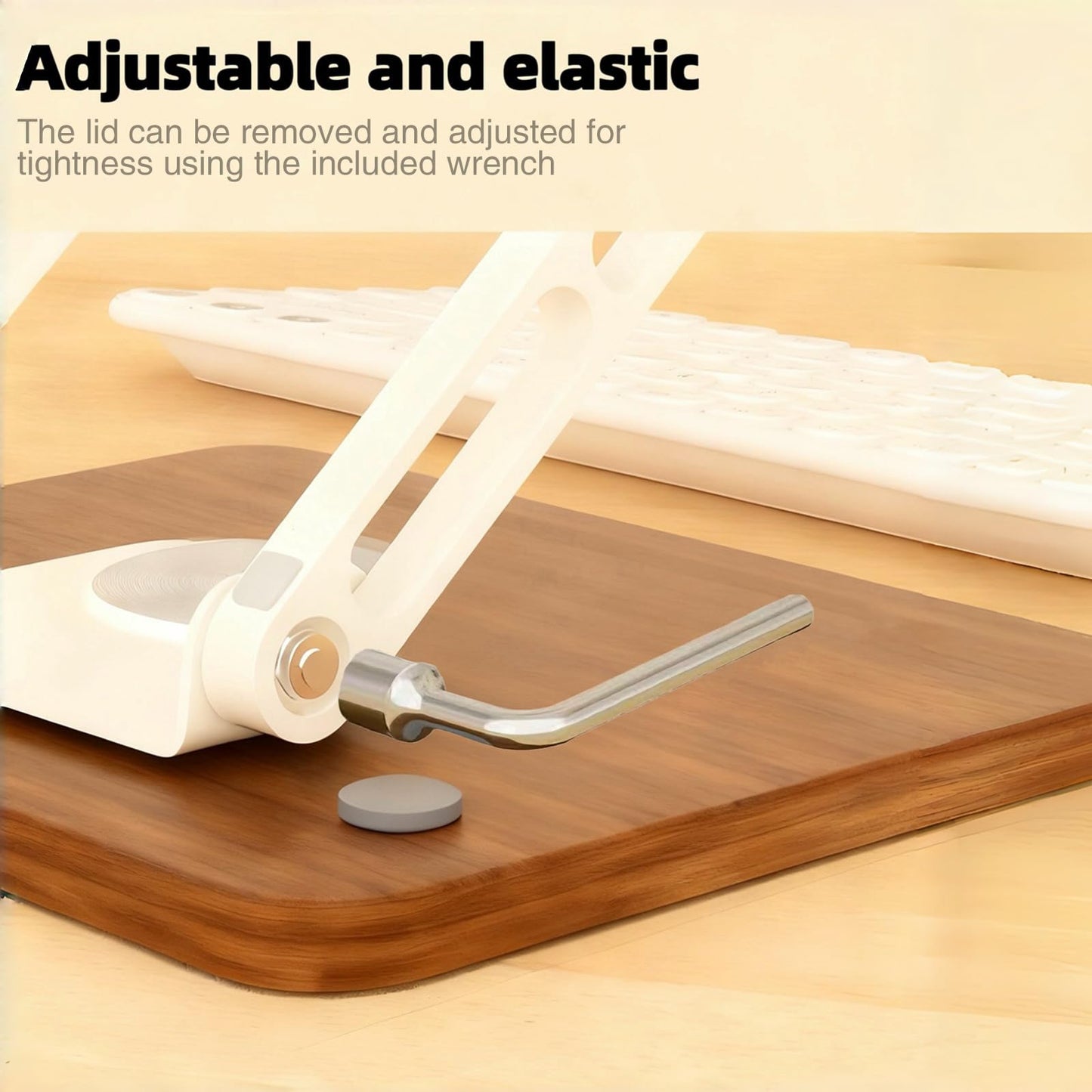 Craftreasure Ergonomic Adjustable Laptop Stand, Wooden & Metal Laptop Riser with Hollow Heat Dissipation, Foldable for Desk Use,Fits 10-17 Inch Laptops/Tablets