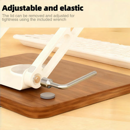 Craftreasure Ergonomic Adjustable Laptop Stand, Wooden & Metal Laptop Riser with Hollow Heat Dissipation, Foldable for Desk Use,Fits 10-17 Inch Laptops/Tablets