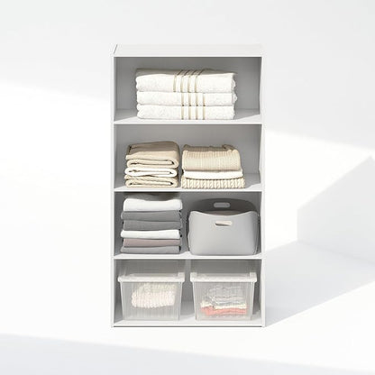 Furinno Reed Closet Organizers and Storage, 4-Tier Closet Organizer, Open Shelf Closet Storage, for Wardrobe, Bedroom, Living Room, White