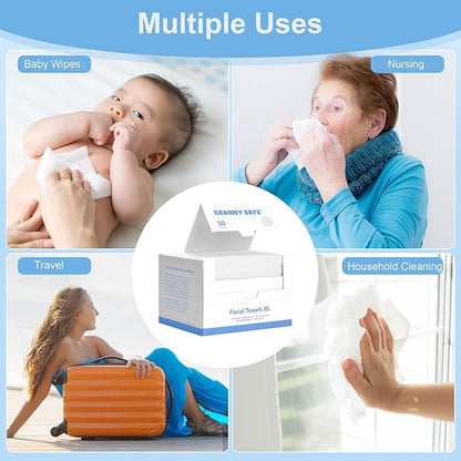 GRANNY SAYS Disposable Face Towel, Face Towelettes Disposable Biobased