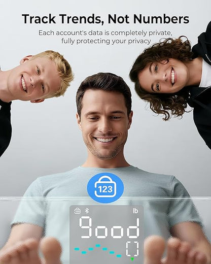 Ovutek Smart Body Fat Scale with 14 Body Composition Metrics Including BMI, Muscle Mass, Weight Bathroom Scale with Color-Changing, Fitness App - Flash White
