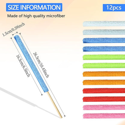 12 Pcs Microfiber Detail Duster Sticks Fan Cleaning Brush Crevice Cleaning Tool