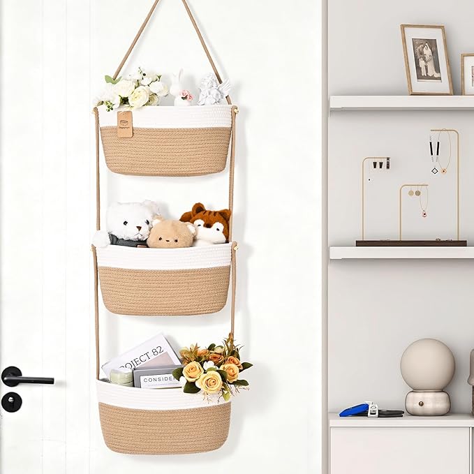 Hanging Basket, 3-Tier Wall Baskets, Over the Door Organizer