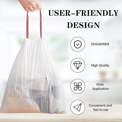 8 Gallon White Drawstring Trash Bags