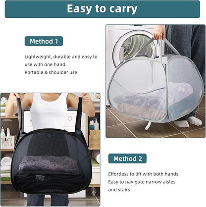 2 Pack Collapsible Laundry Baskets, 90L Large Foldable Laundry Basket, Durable