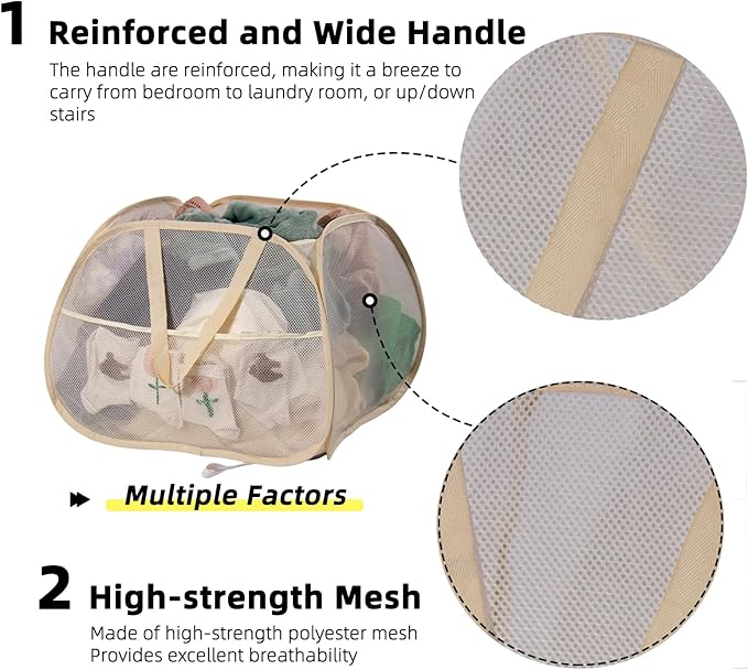 Collapsible Laundry Basket, 90L Foldable Pop Up Laundry Hamper