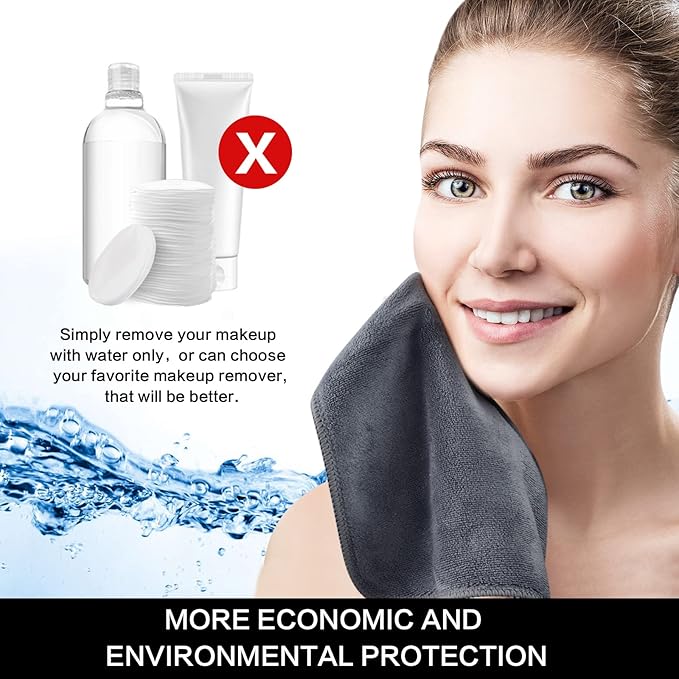 SINLAND Microfiber Facial Cloths Fast Drying Washcloth 12inch x 12inch Grey 2