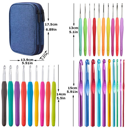 100pcs Crochet Hooks Set in Case Ergonomic Soft Grip Handles Weave Yarn Knitting Needles Kit and Crochet Needle Accessories Crochet Kit Complete Crochet Set for Beginners and Experiecced Crochet Lover