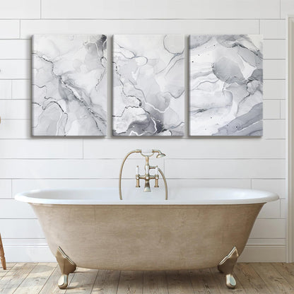 BJVJKSU Gray White Wall Art Modern Silver Abstract Marble Canvas Wall Art Vertical Paintings Prints Posters Wall Decor Pictures for Living Room Bedroom Office Home Wall Decoration(12x16in)