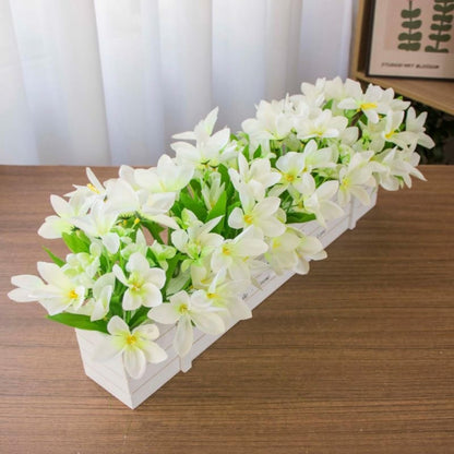 Aiouclay 12Inch Lily Flowers Artificial Rustic Potted Plants,White Lilies in Rustic Wood Planter Box, Faux Flowers for Summer Spring Home Decor Wedding Shelf Bathroom Farmhouse Windowsill