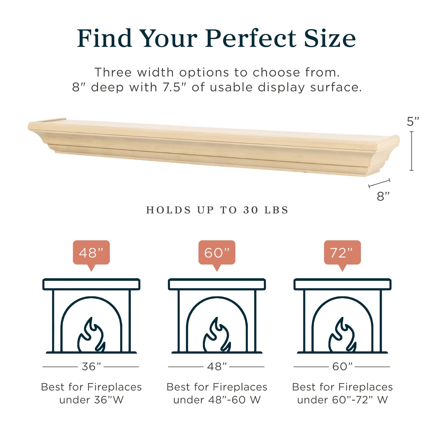 MANTELSDIRECT 60 Inch Floating Fireplace Mantel Wood Shelf in Unfinished - Colton from Mantels Direct | Wooden Rustic Wall Shelf Perfect for Décor and Electric Fireplaces